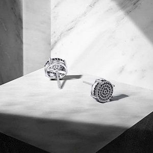 NEW Sterling Silver Black Spinel Earrings